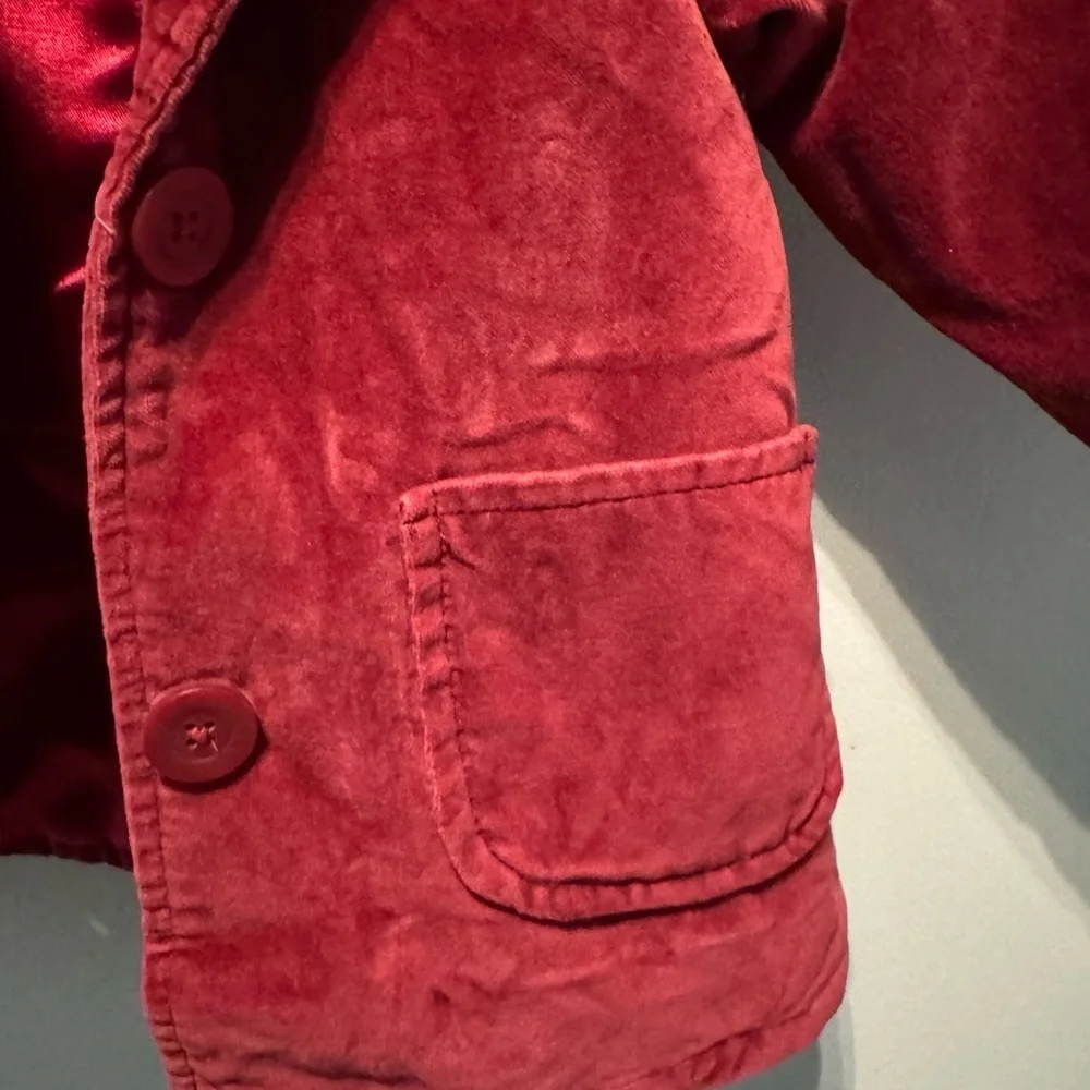Old Navy Toddler Burgundy Velvet Pea Coat Jacket Girls 12–18 Months Dress Coat